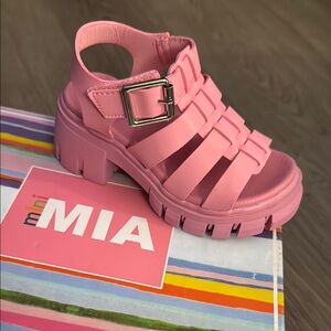Mini Mia Kids Girls Havien Lugged Sole Strappy Slingback Sandals Shoes PINK